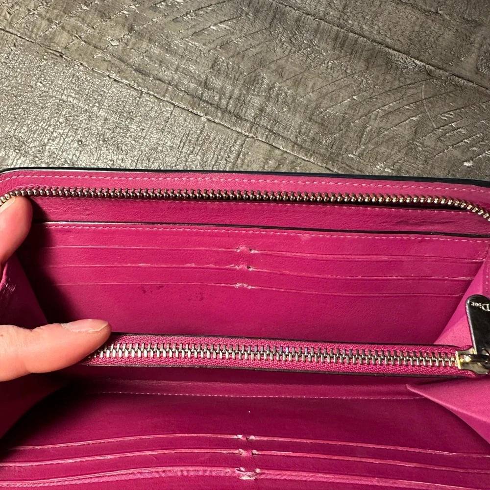 Dior Diorissimo Navy and Pink Leather Wallet